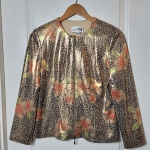 Joseph Ribkoff size 6 floral Print long sleeves zipper casual blouse for women